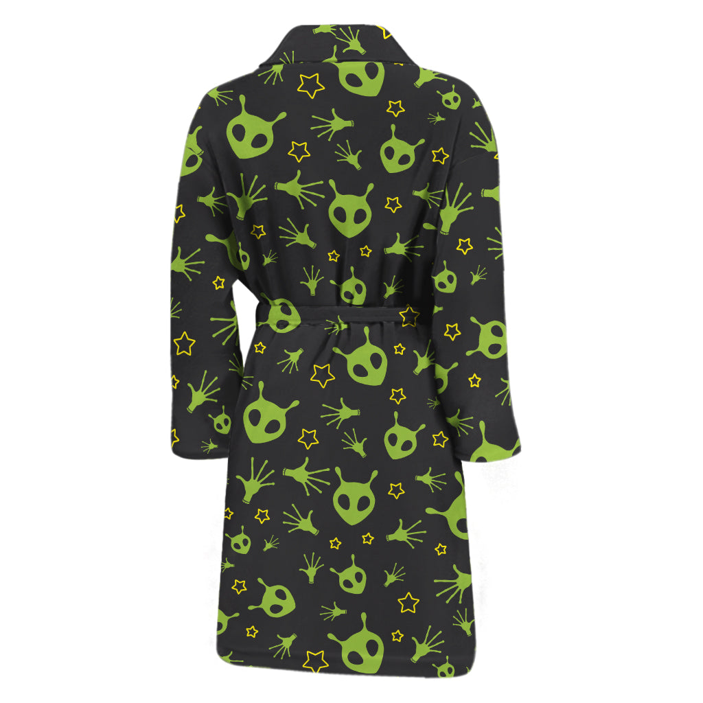 Cute Green Alien Pattern Print Men's Bathrobe