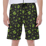 Cute Green Alien Pattern Print Men's Beach Shorts