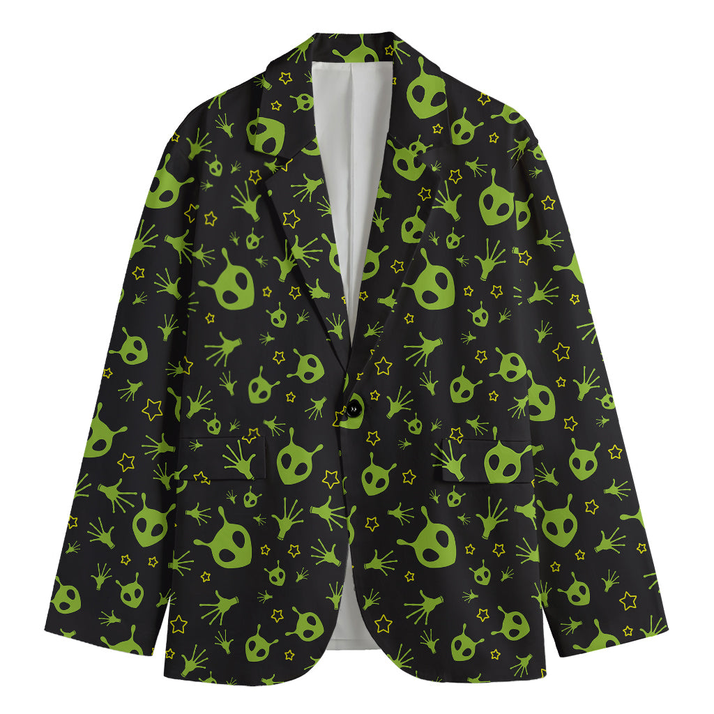 Cute Green Alien Pattern Print Men's Blazer