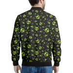 Cute Green Alien Pattern Print Men's Bomber Jacket