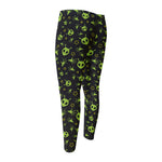 Cute Green Alien Pattern Print Men's Compression Pants