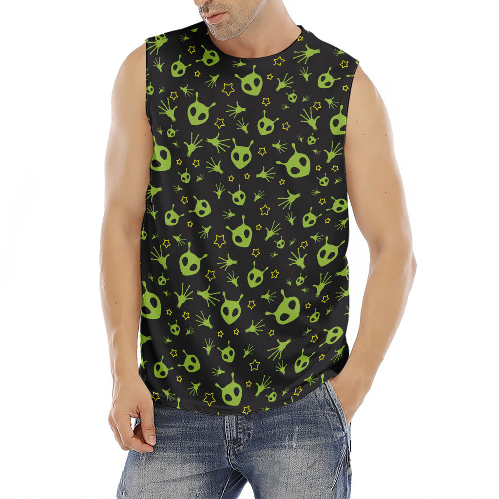 Cute Green Alien Pattern Print Men's Fitness Tank Top