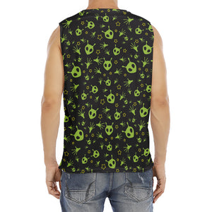 Cute Green Alien Pattern Print Men's Fitness Tank Top