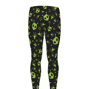 Cute Green Alien Pattern Print Men's leggings