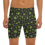 Cute Green Alien Pattern Print Men's Long Boxer Briefs