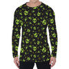 Cute Green Alien Pattern Print Men's Long Sleeve T-Shirt