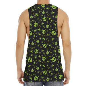 Cute Green Alien Pattern Print Men's Muscle Tank Top