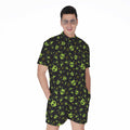 Cute Green Alien Pattern Print Men's Romper