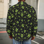 Cute Green Alien Pattern Print Men's Shirt Jacket