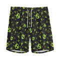 Cute Green Alien Pattern Print Men's Athletic Shorts