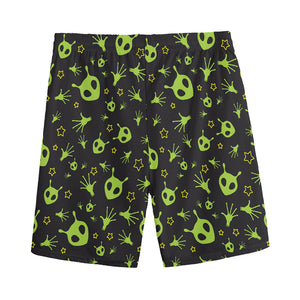 Cute Green Alien Pattern Print Men's Sports Shorts