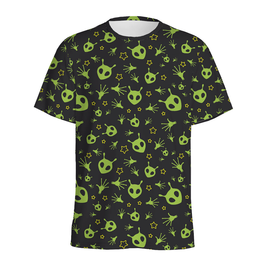 Cute Green Alien Pattern Print Men's Sports T-Shirt