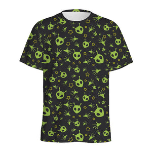 Cute Green Alien Pattern Print Men's Sports T-Shirt