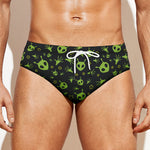 Cute Green Alien Pattern Print Men's Swim Briefs