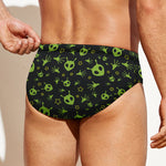 Cute Green Alien Pattern Print Men's Swim Briefs