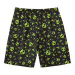 Cute Green Alien Pattern Print Men's Swim Trunks