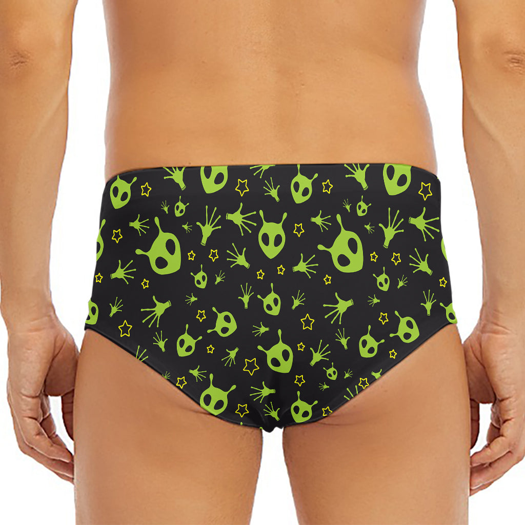 Cute Green Alien Pattern Print Men's Triangle Swim Briefs
