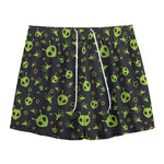 Cute Green Alien Pattern Print Mesh Shorts