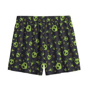 Cute Green Alien Pattern Print Mesh Shorts