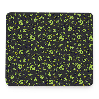 Cute Green Alien Pattern Print Mouse Pad