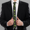 Cute Green Alien Pattern Print Necktie