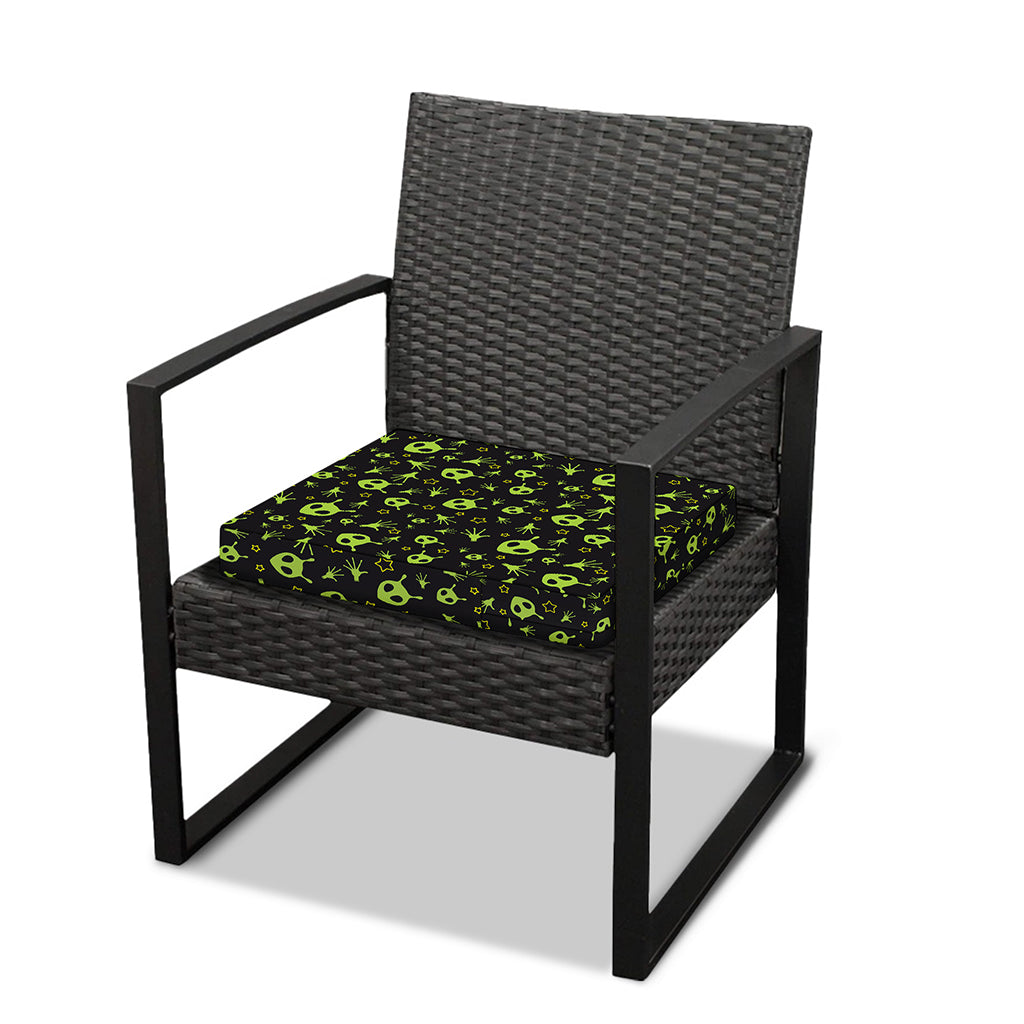 Cute Green Alien Pattern Print Outdoor Seat Cushion Cover