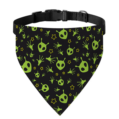 Cute Green Alien Pattern Print Over The Collar Dog Bandana