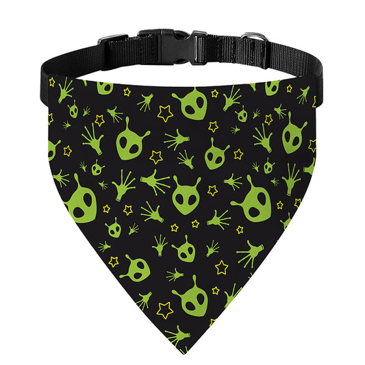Cute Green Alien Pattern Print Over The Collar Dog Bandana