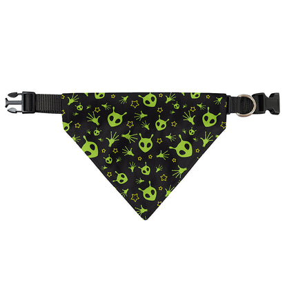 Cute Green Alien Pattern Print Over The Collar Dog Bandana