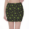 Cute Green Alien Pattern Print Pencil Mini Skirt