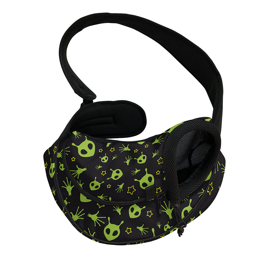 Cute Green Alien Pattern Print Pet Sling Carrier