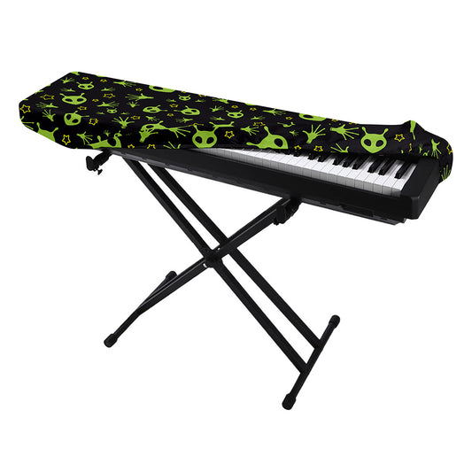 Cute Green Alien Pattern Print Piano Keyboard Cover