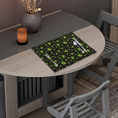 Cute Green Alien Pattern Print Placemat