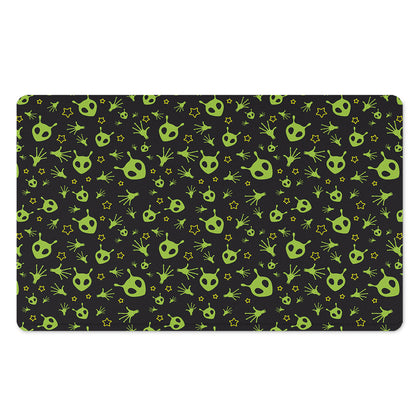 Cute Green Alien Pattern Print Polyester Doormat