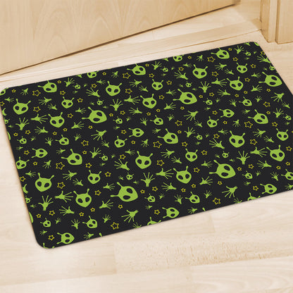Cute Green Alien Pattern Print Polyester Doormat