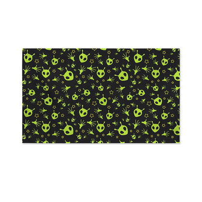 Cute Green Alien Pattern Print Polyester Flag