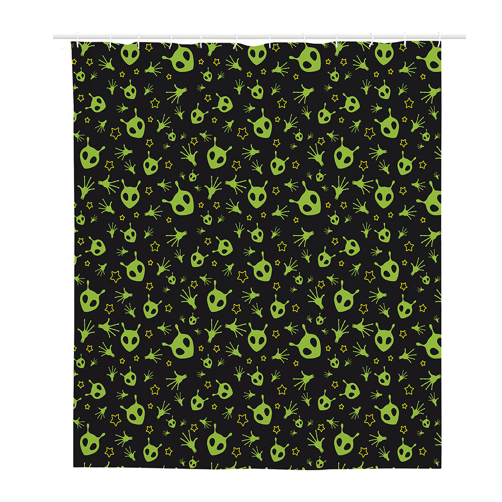 Cute Green Alien Pattern Print Polyester Shower Curtain