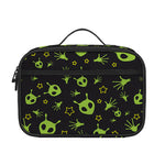 Cute Green Alien Pattern Print Portable Lunch Bag