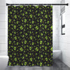 Cute Green Alien Pattern Print Premium Shower Curtain