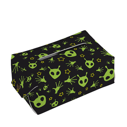 Cute Green Alien Pattern Print Rectangle Tissue Box Cover