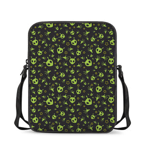 Cute Green Alien Pattern Print Rectangular Crossbody Bag