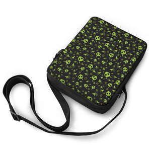 Cute Green Alien Pattern Print Rectangular Crossbody Bag