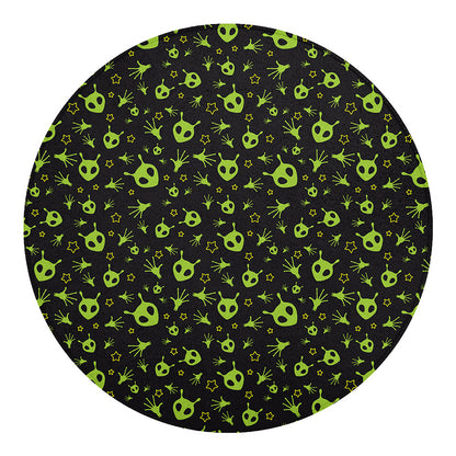 Cute Green Alien Pattern Print Round Blanket