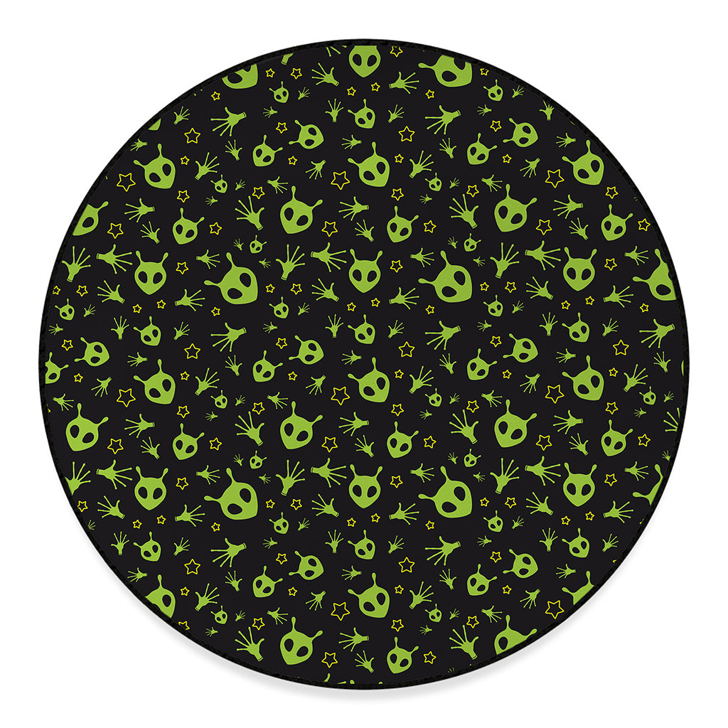 Cute Green Alien Pattern Print Round Floor Mat