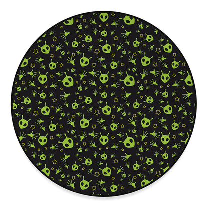 Cute Green Alien Pattern Print Round Floor Mat