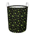 Cute Green Alien Pattern Print Round Laundry Basket