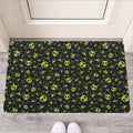Cute Green Alien Pattern Print Rubber Doormat