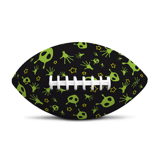 Cute Green Alien Pattern Print Rugby Ball