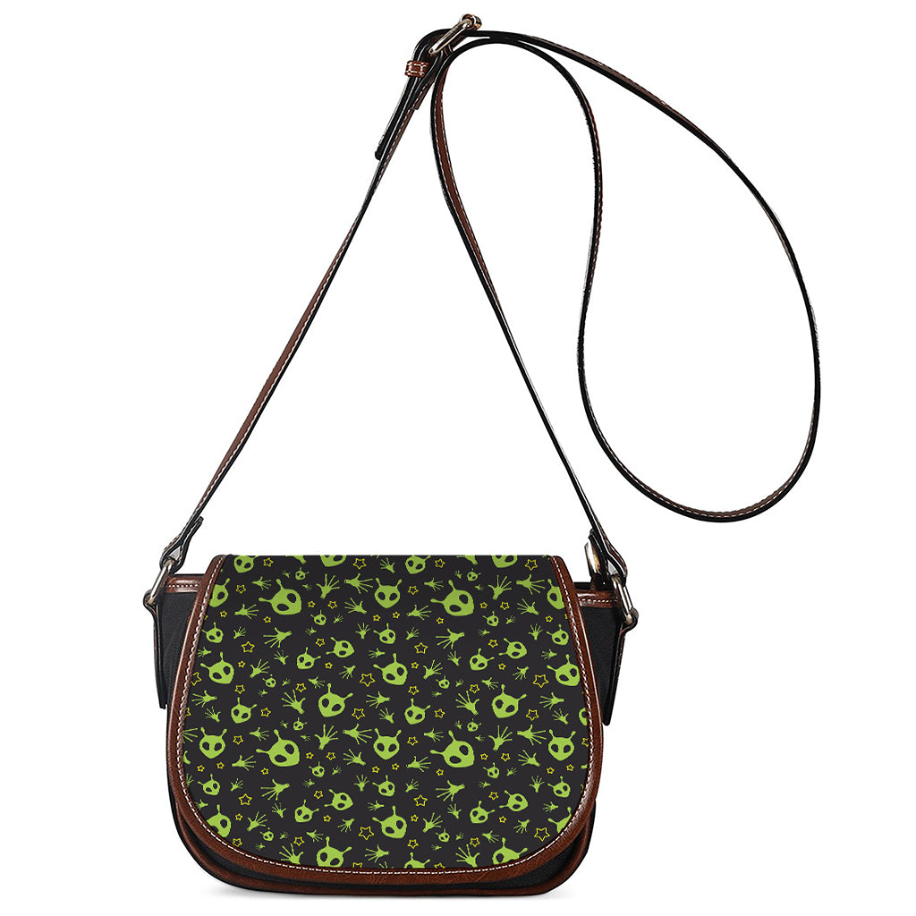 Cute Green Alien Pattern Print Saddle Bag