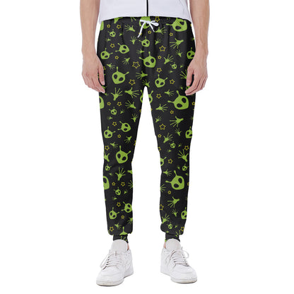 Cute Green Alien Pattern Print Scuba Joggers